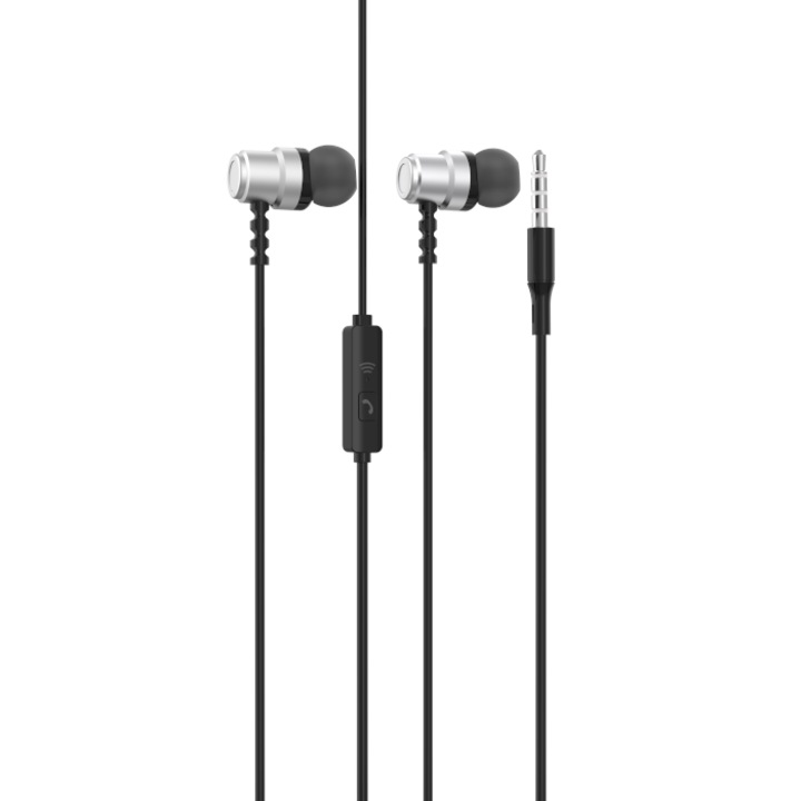 Casti cu microfon, SkyDolphin, SR28, Argintiu
