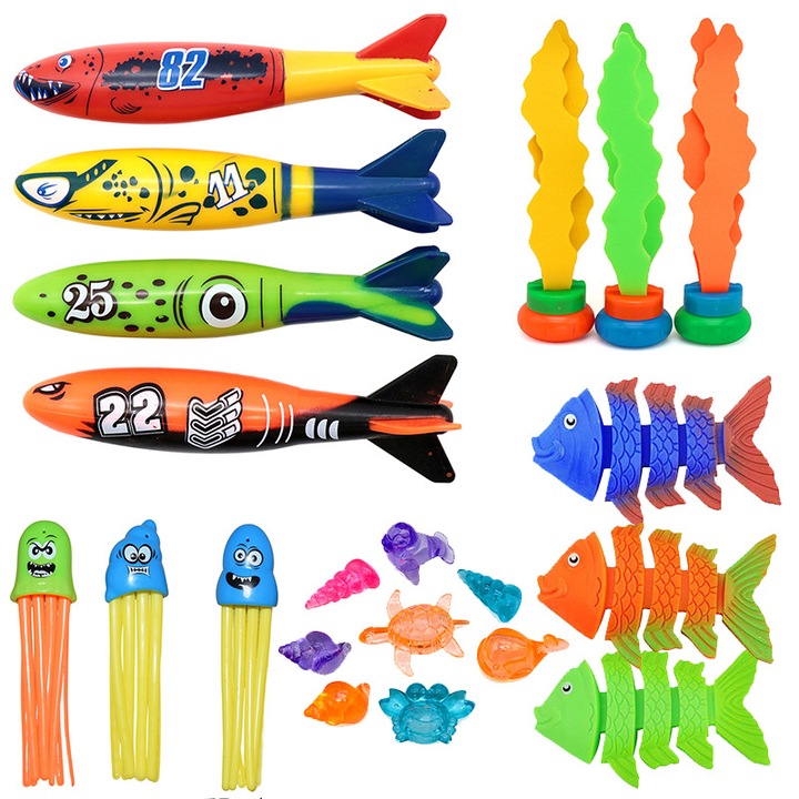 21 db-os búvárjáték készlet gyerekeknek, Senmase, műanyag, többszínű