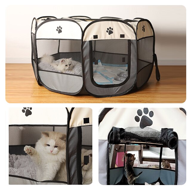 Box Pieghevole Per Cani E Gatti 91x91x58 Cm – Rete Spessa, Top Rimovibile, Per Interni E Viaggi