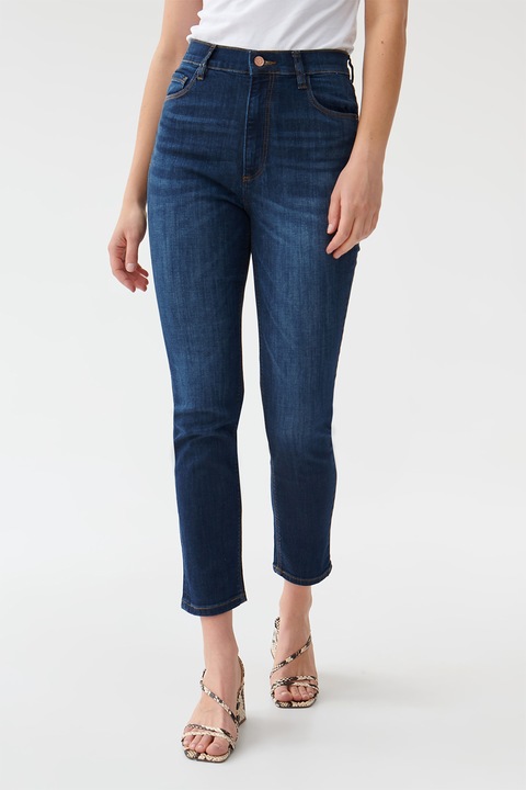 Tatuum, Blugi regular fit din amestec de bumbac organic Printo, Bleumarin, 34