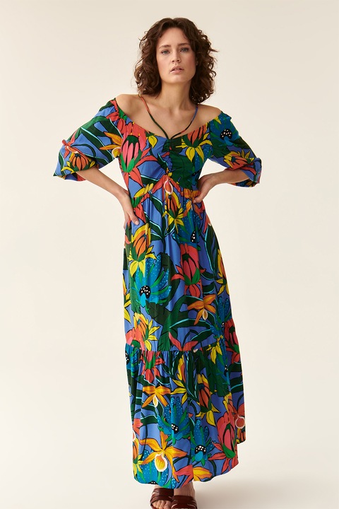 Tatuum, Rochie lunga cu imprimeu floral, Multicolor, 34