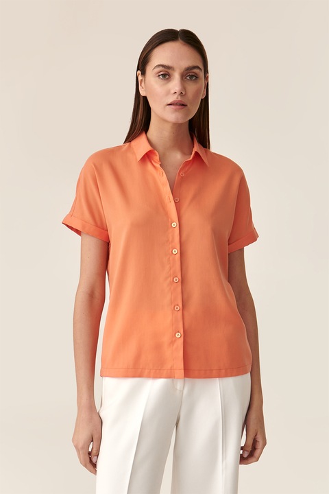 Tatuum, Camasa din lyocell cu maneci scurte, Portocaliu, 40