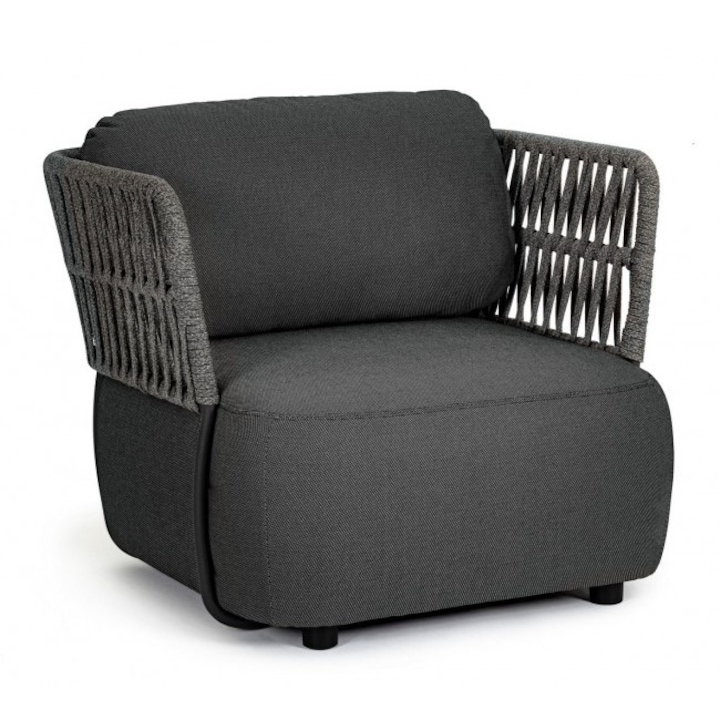 Palmer antracitszürke textil fotel 92x86x79 cm
