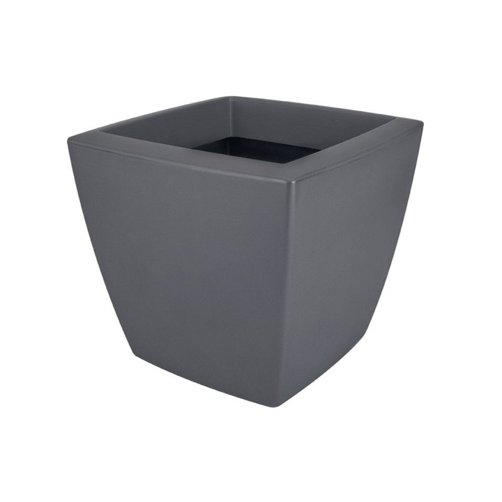 Pure Soft квадратна саксия с колелца 40см цвят антрацит