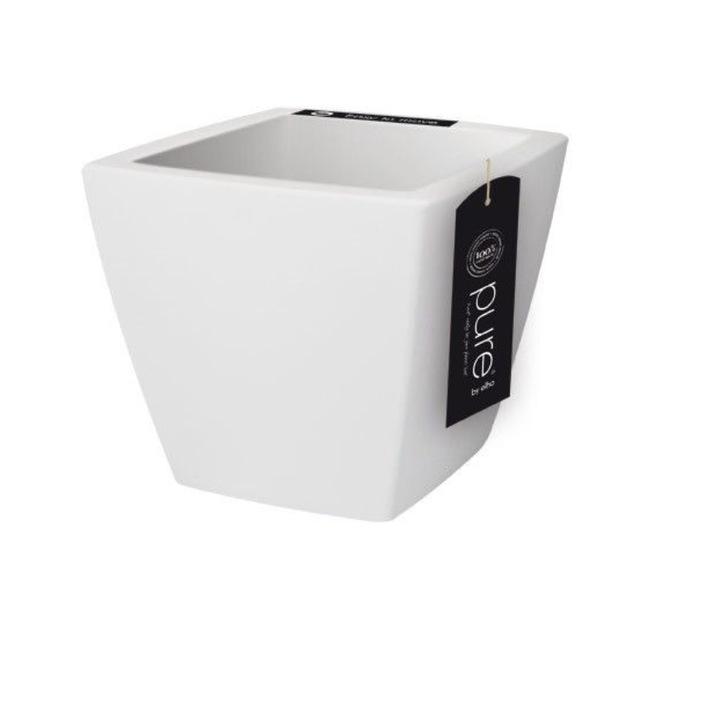Pure Soft квадратна саксия с колелца 40 см бял цвят
