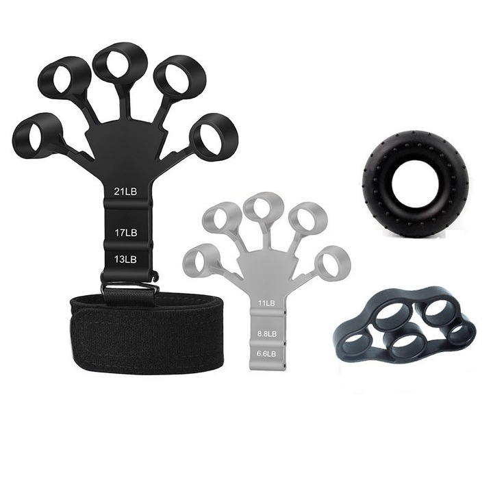 JENUOS Zenino Ujj ersősítő készlet, 4 db tépőzáras támasztópánt, kézi edzés, alkar, fizikai regenerálódás, fekete/szürke