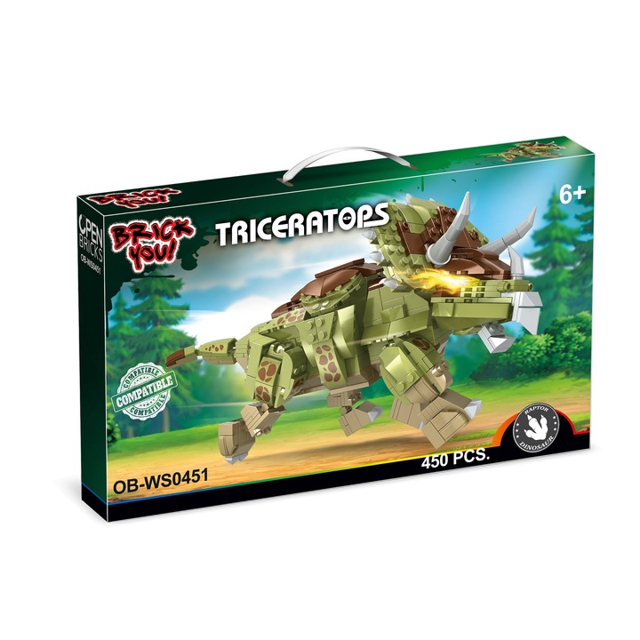 Open Bricks építőkészlet, Triceratops, 450 db