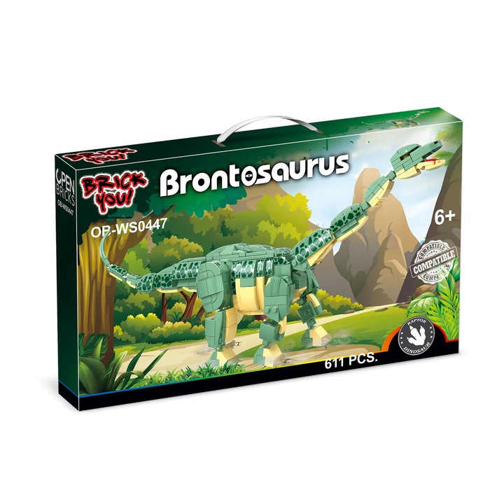 Set de constructie, Dinozaur Brontozaur (611 piese)