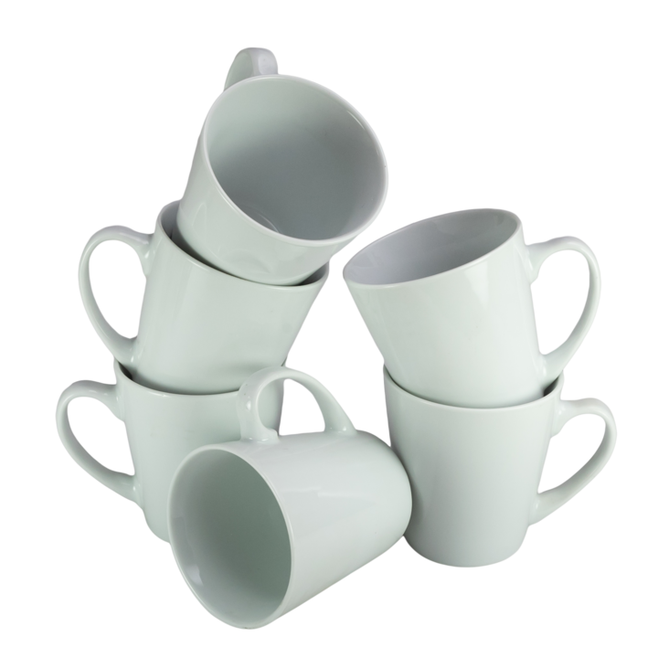 Set 6 cani conice, 240 ml, Alb Lucios