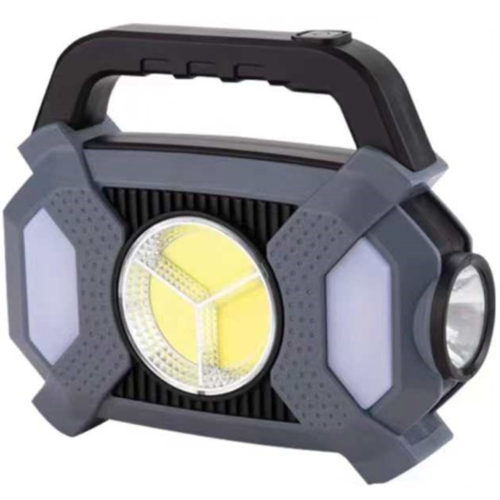 Lanterna LED reincarcabila cu panou solar maner si LED COB CERC