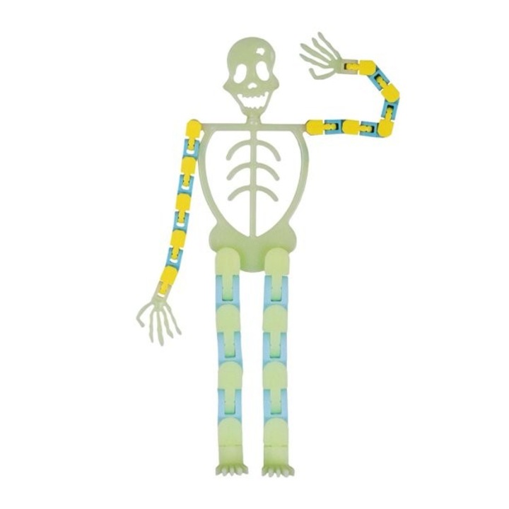 Suport pentru telefon mobil, tip schelet luminos de Halloween, verde, lungime 17 cm