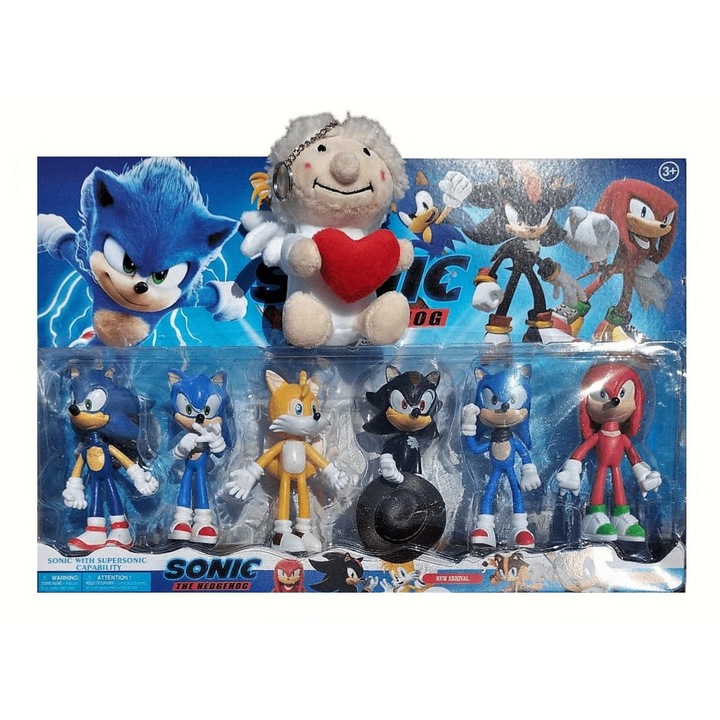 Set Sonic Ariciul, 7 Figurine, 10 cm, Multicolor