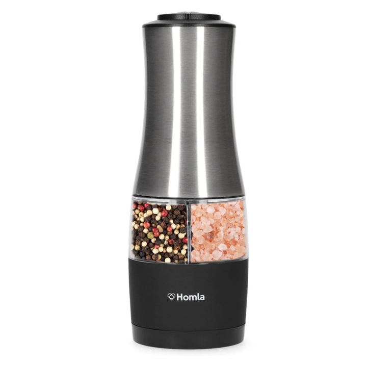 Rasnita sare si piper 2 in 1, Homla, Disas, 18 cm, Argint