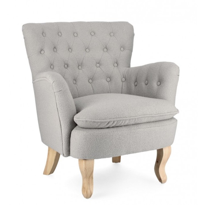 Orlins сив текстилен стол от естествено дърво 71.5x72.5x79 см