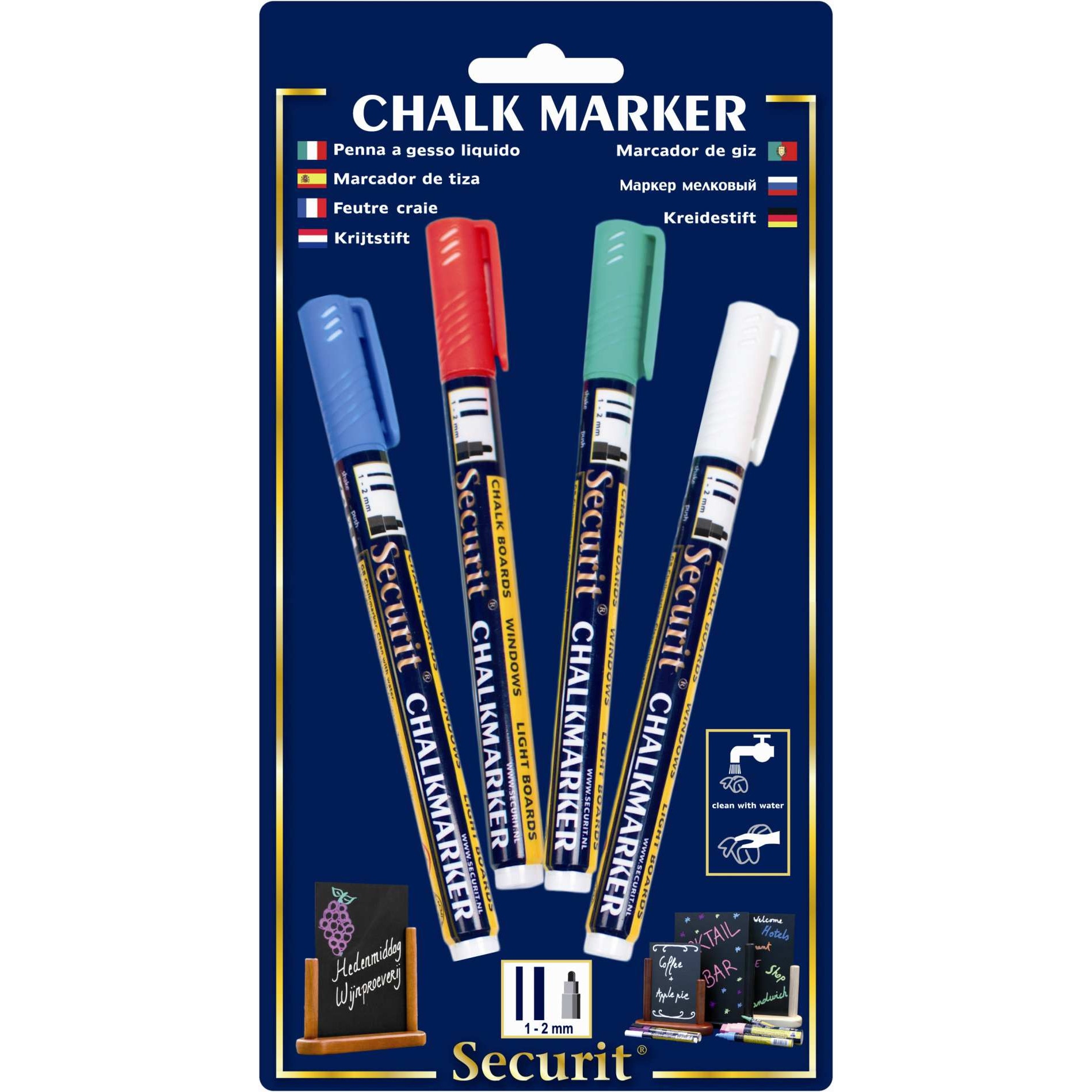 Set 4 markere cu creta Vermes, multicolor