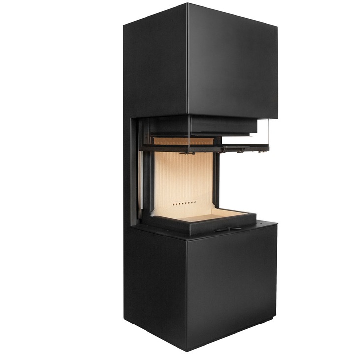 Semineu metalic A-CAMINETTI SCANDINAVIAN 65 S, freestanding, pe lemne, putere maxima 11 kW, randament 80%, negru