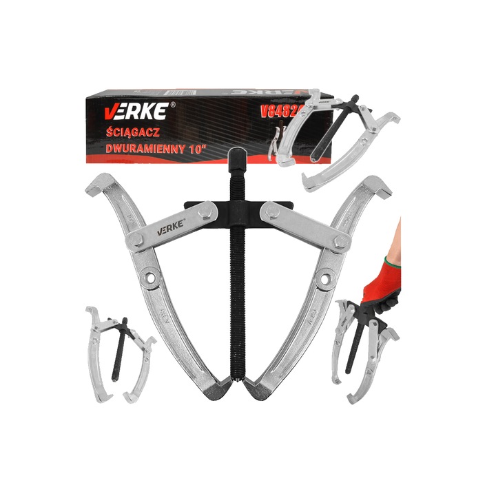Presa extractor rulmenți Verke, 10", 2 brate, otel CR-V, dimensiune cheie 24 mm