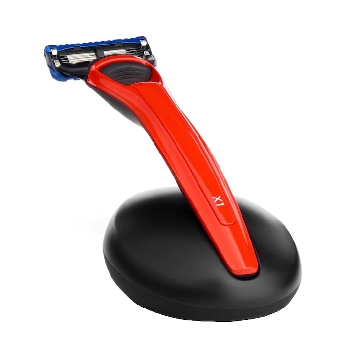 Комплект самобръсначки Bolin Webb, X1 Cooper Red, включва водоустойчив капак и магнитна стойка, съвместим с ножчета Gillette Fusion 5, ергономична дръжка, първокласен дизайн, дълбоко бръснене, червено