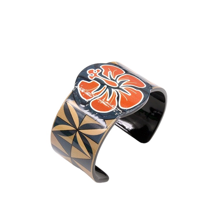 Bratara neagra, cu model floral, Adam C1