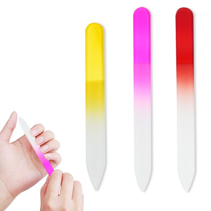YANYXR BST3018434-3 üveg körömreszelő, kétoldalas nano-üveg, 3 db-os készlet, többszínű