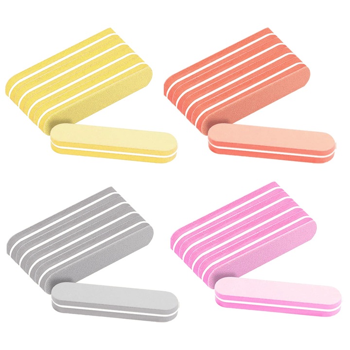 20 db-os mini körömreszelő készlet YANYXR BST3018439-3, kétoldalas (durva/finom szemcsézettség), szivacs és smirgli, újrafelhasználható, többszínű
