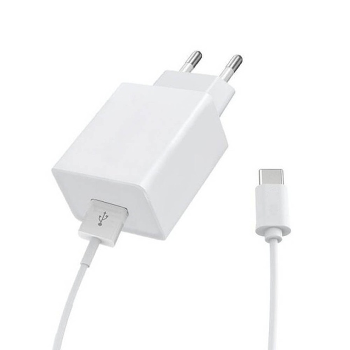 Зарядно за таблет, съвместимо с Huawei MatePad T10, 10W адаптер, USB към Type C кабел, 2A, бял