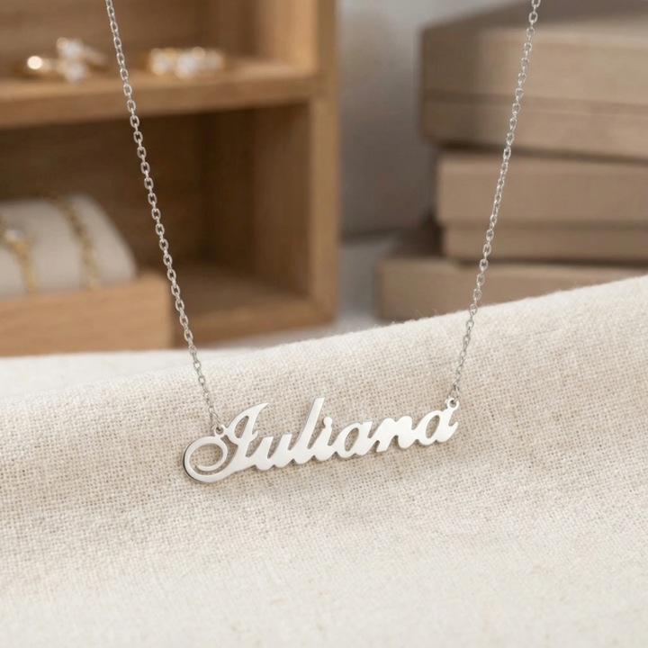 Lantisor din argint rodiat cu nume, Iuliana, ARTOR LN102