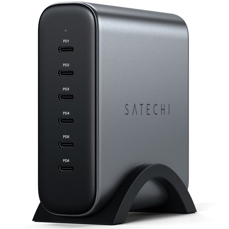 Incarcator Satechi 200W, USB-C 6-porturi GaN charger, 6xUSB-C PD 3.1/3.0, QC 4.0+ & PPS, Gri