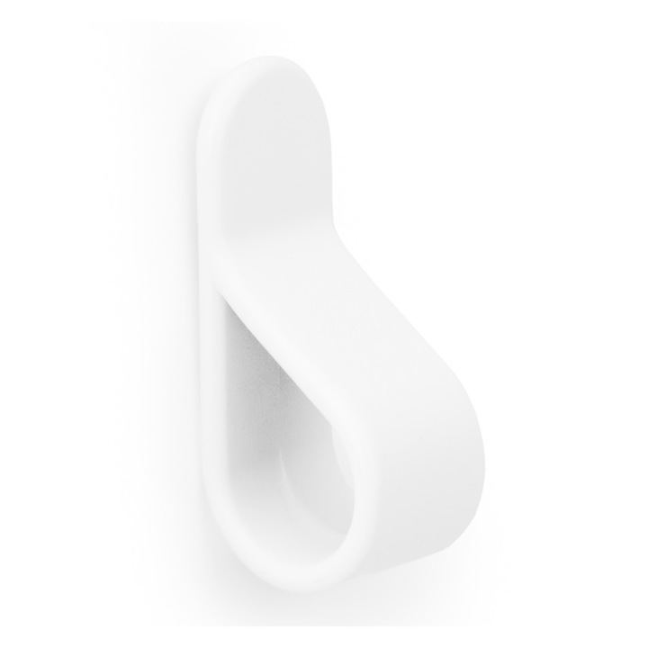 Buton pentru mobila Belt, finisaj alb mat, 63.5x22 mm