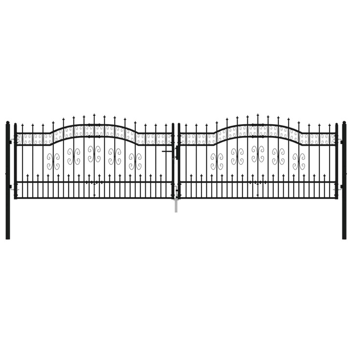 Poarta gard vidaXL, cu varf negru 406x151 cm otel vopsit electrostatic 36.5 kg 151100