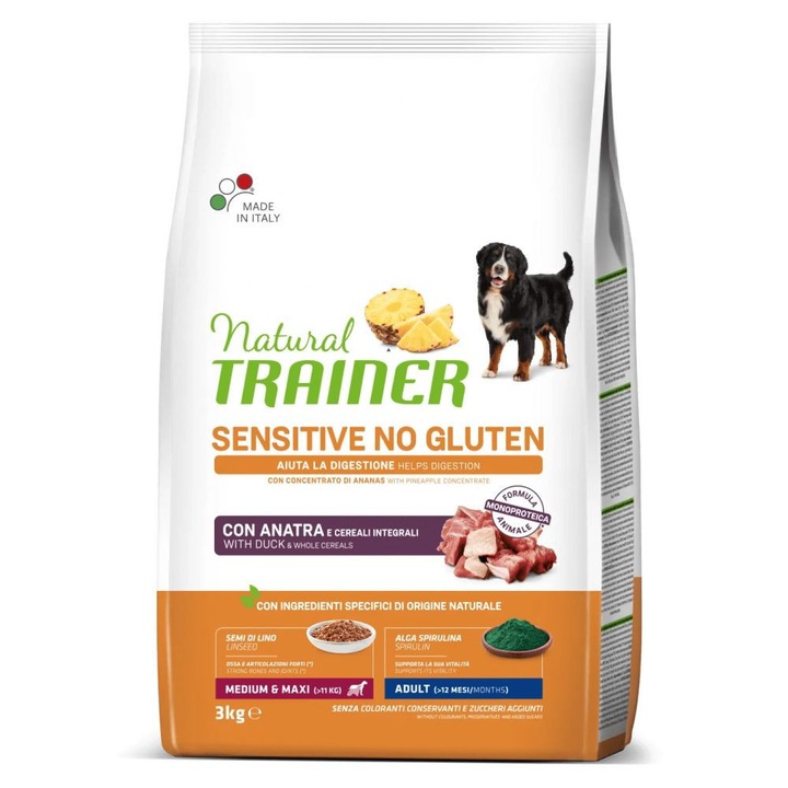 Суха храна за кучета Natural Trainer Dog Sensitive Gluten Free Medium-Maxi Adult Rata, 3 кг