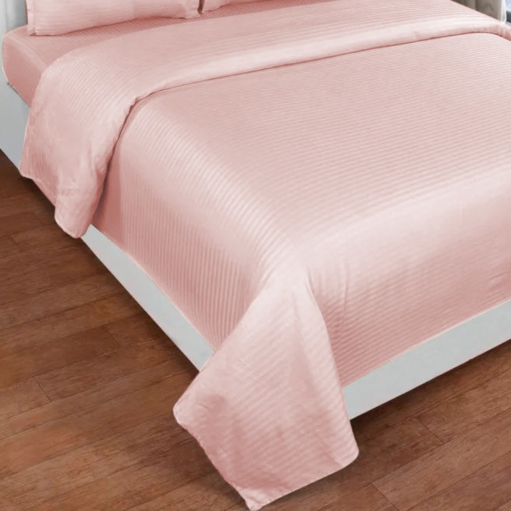Плитка за завивка king size Damask Polycotton райе 1 см, 200 x 230 см, Pucioasa, розово