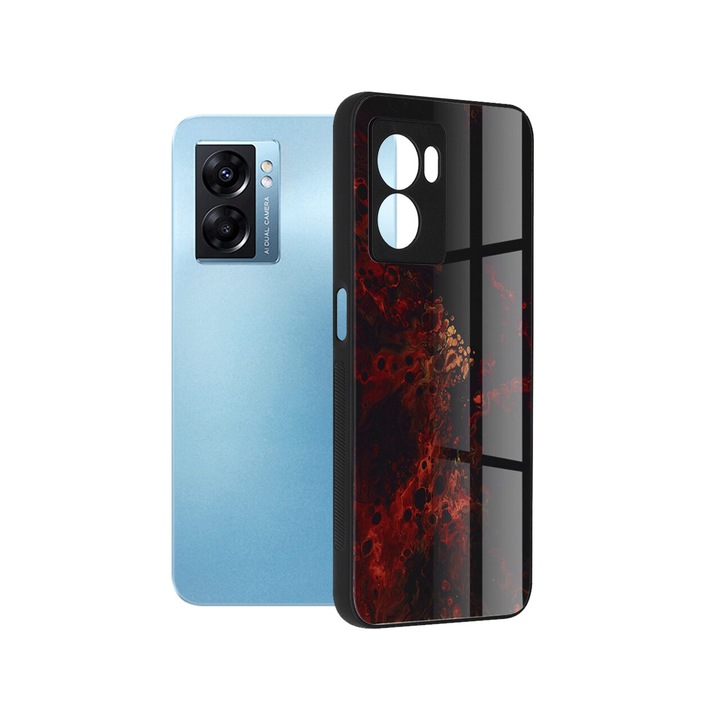 Капак, съвместим с Oppo A77 Techsuit Glaze Red Nebula