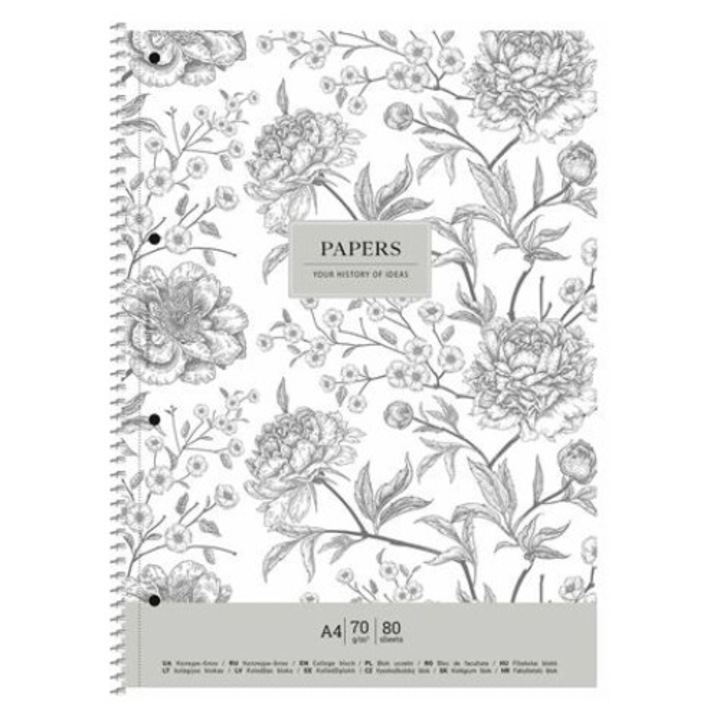 Shkolyaryk A4+ kockás spirálfüzet, virágok