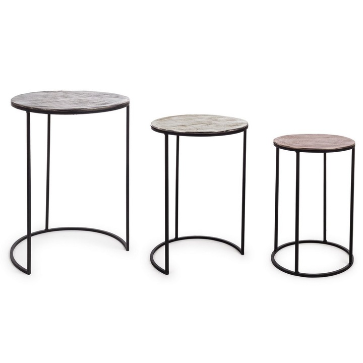 Set 3 masute fier aluminiu Tahir 29x49 cm, 33x55 cm, 41x60 cm