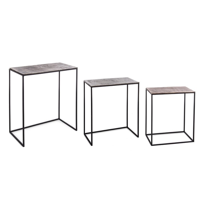 Комплект от 3 алуминиеви железни маси Tahir 43x23x55 см, 48x28x61 см, 53x28x66 см