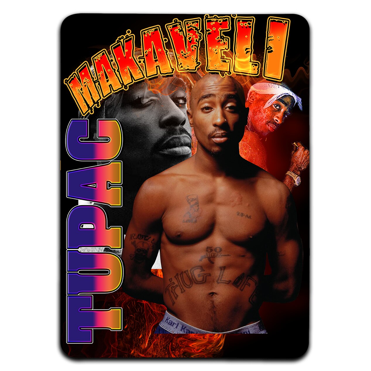 Mousepad Vertical Fan 2pac, Makaveli, Baza antiderapanta, 27.7 x