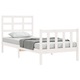 Pat de o persoana, Zakito Europe, lemn de pin, cu tablie, alb, 205.5x95.5x100cm