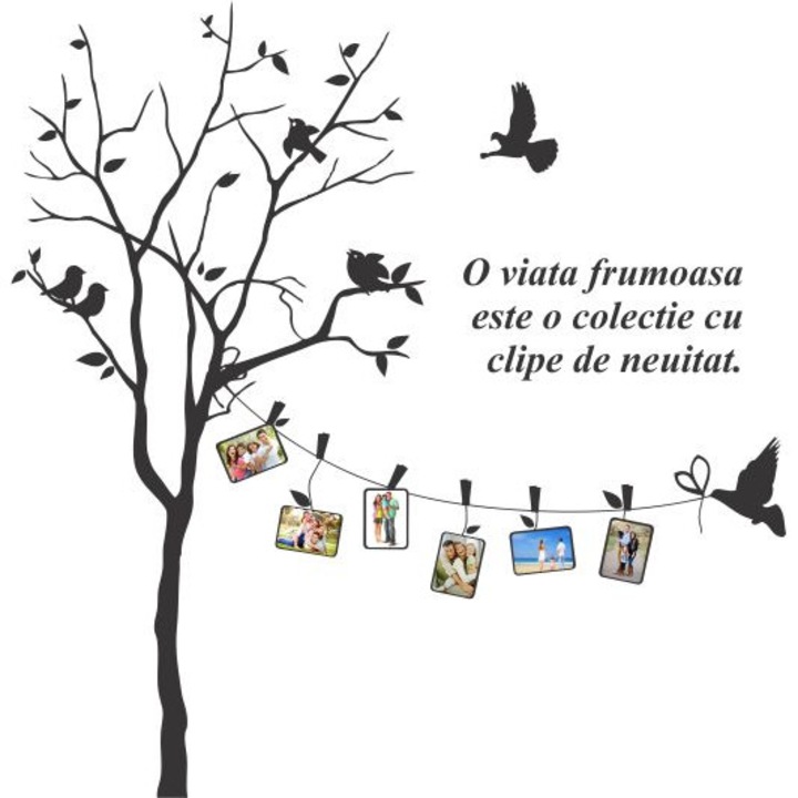 "Copac amintiri 03" - Sticker Decorativ 200x200cm , Culoare Negru