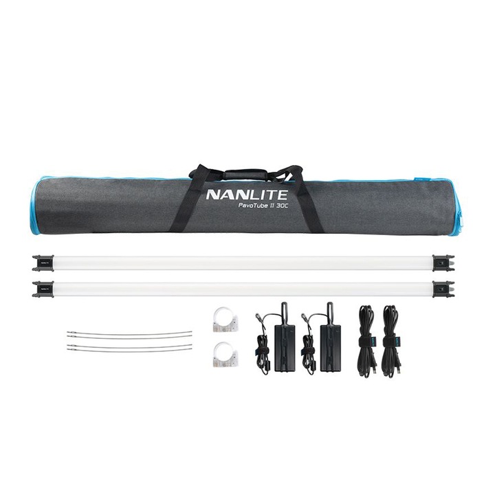 Set 2 tuburi de iluminat LED cu baterie interna, Nanlite PavoTube II 30C, 60cm, RGBWW, 2622 Lm