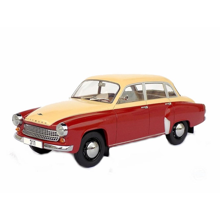 Autómodell Wartburg 311 piros/bézs 1959, 1:18 MCG