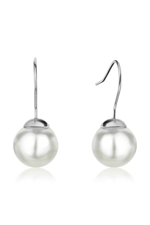 Isabella Ford, Cercei de otel inoxidabil decorati cu perle shell, Alb, Argintiu