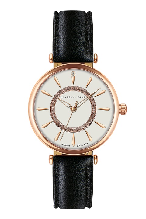 Isabella Ford, Ceas analog decorat cu un diamant, Negru