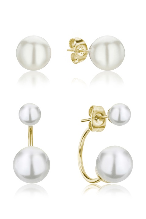 Isabella Ford, Set de cercei cu perle shell - 2 perechi, Auriu