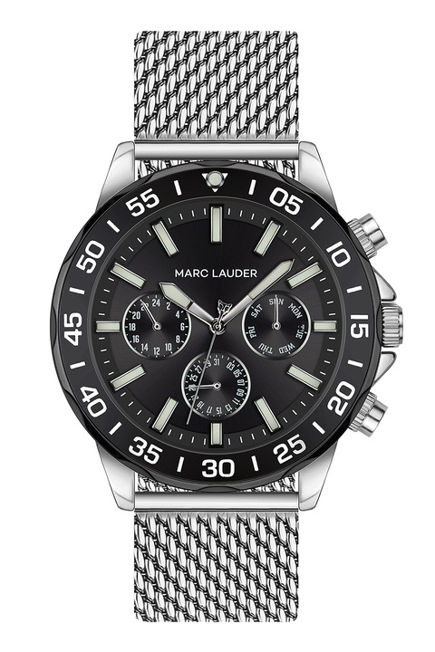 Marc Lauder, Мултифункционален часовник от неръждаема стомана с верижка, Сребрист
