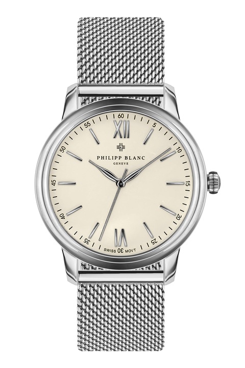 Philipp Blanc, Uniszex rozsdamentes acél karóra hálós szíjjal, Ezüstszín