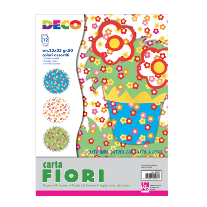 Set de 12 hartii cu flori, 90 gpmp, 23 x 33 cm