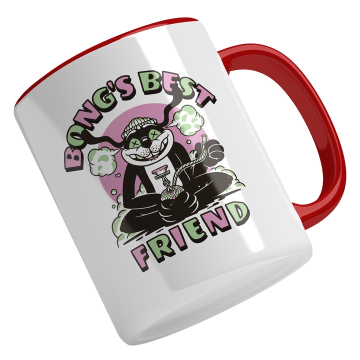 Cana Cu Caine Animatie, Text In Engleza Bong's Best Friend, Narghilea, Iubitorii De Senzatii Tari 330 ml, Maner Rosu