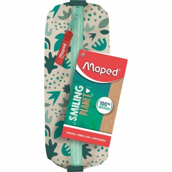 Penar, Maped, Smiling Planet, Cu fermoar, Materiale 100% reciclate, Alb/Albastru