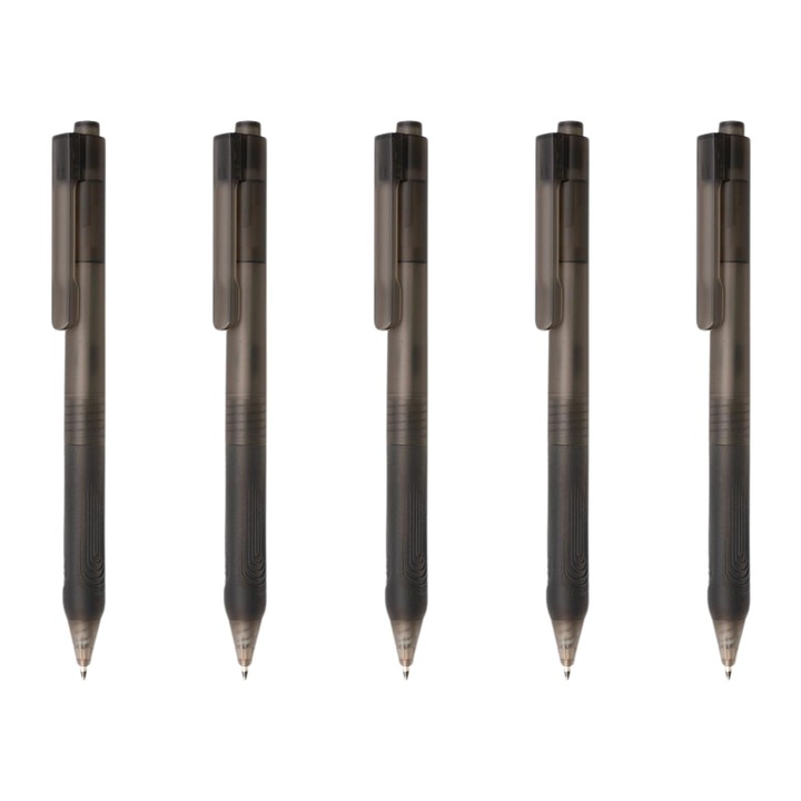Комплект химикалки X9, Ronic, 5 бр, матово покритие, силиконова дръжка, синьо мастило с писане до 1200 м, черни